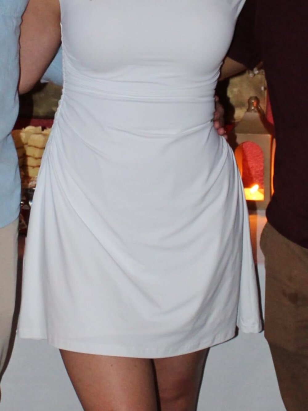 π€ LAGSHIAN White Off Shoulder Ruched Mini Dress NWT S - Picture 8 of 8